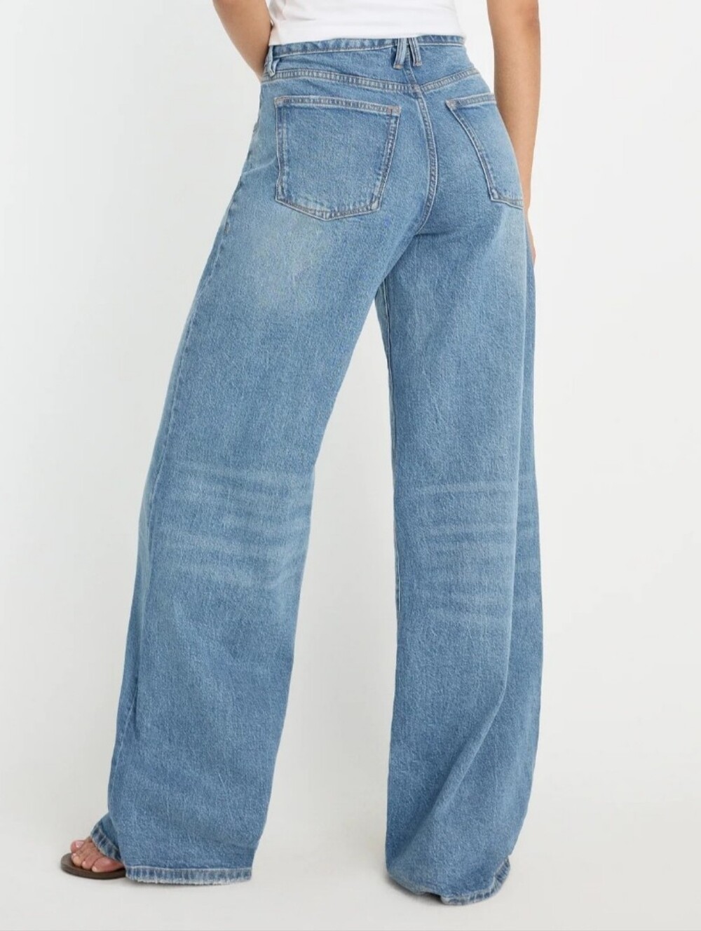 Good American Good Ease‎ Relaxed Wide Leg Jeans Size 14 / 32 Mid Rise 34" Inseam - Picture 2 of 13